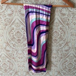 100% Silk Purple & Blue Retro Scarf